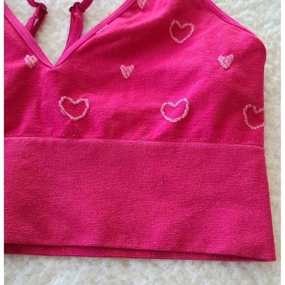 by Anthropologie Jenny Seamless Bralette T-Back S/M Pink Hearts Adjustable NWOT - Picture 4 of 8